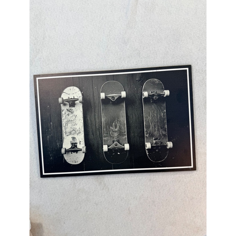 Black & White Skateboard Wall Art 12x18 Three Skateboards Skater Decor